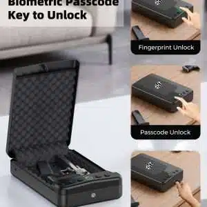 Caja Fuerte Portátil Biométrica para Pistola con Acceso Rápido